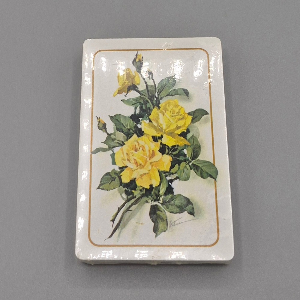 Trump Playing Cards Yellow Roses Floral Deck Vintage Made in USA Factory Sealed